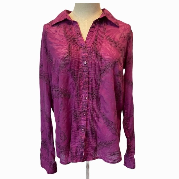 Northern Reflections  Magenta Button Up Blouse - Picture 1 of 7